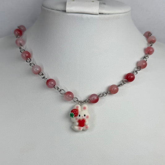red berry bunny necklace