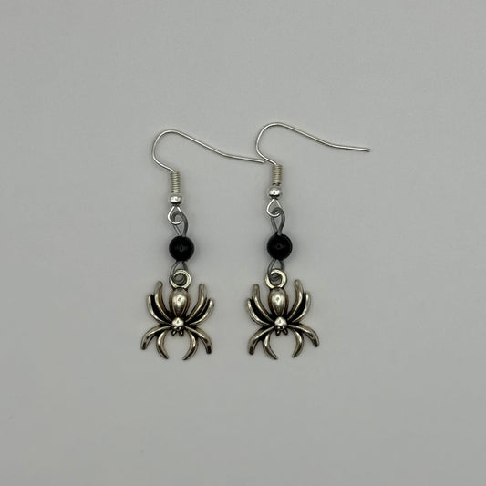 black spider earrings